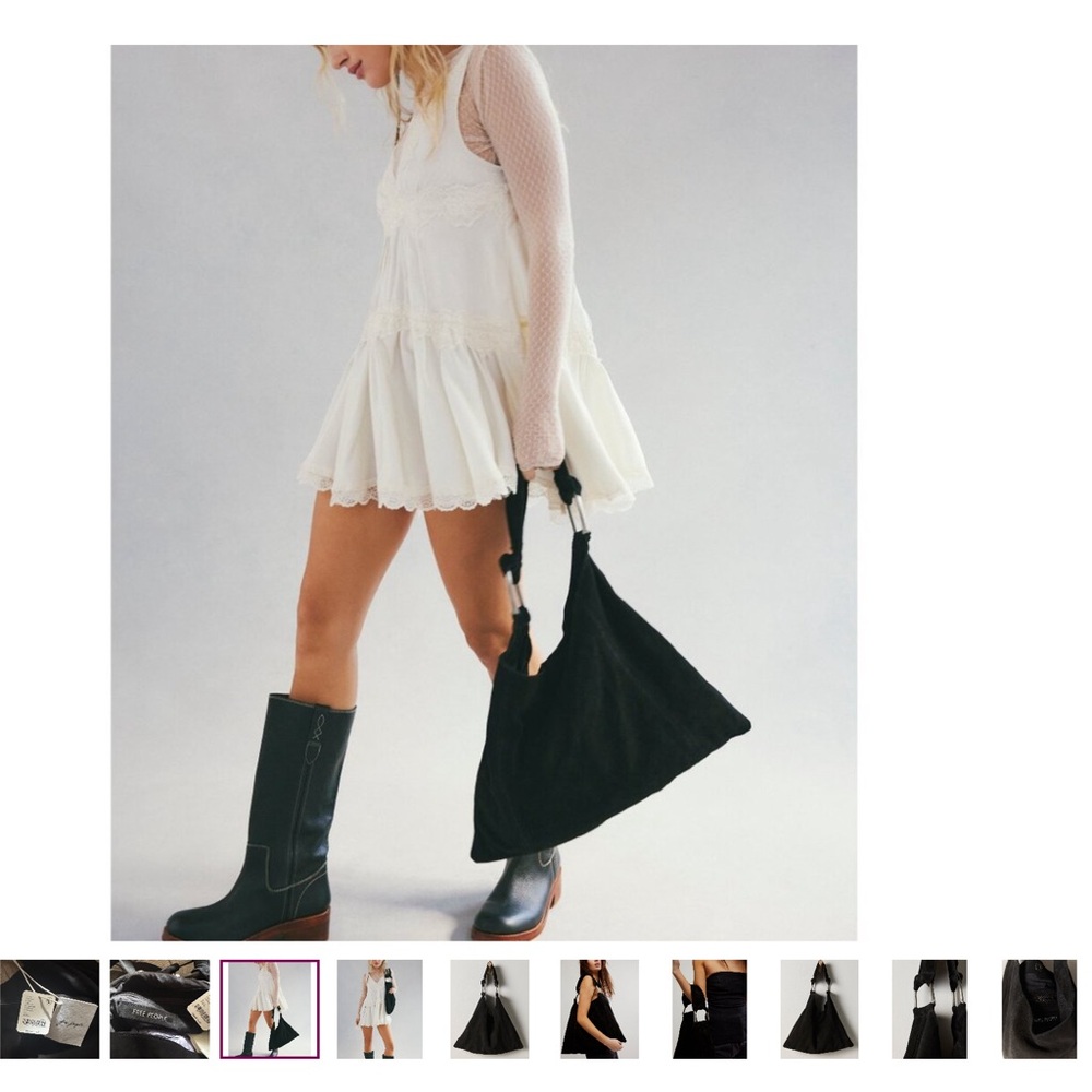 Free People Black Suede Hobo Shoulder Bag - Picture 2 of 4
